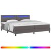 vidaXL Boxspringbett mit LED-Lichtleisten Grau 200 x 200 cm Kunstleder