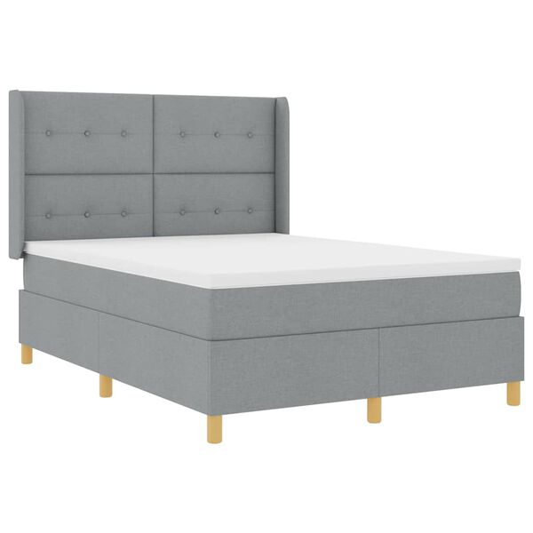 vidaXL Boxspringbett mit Matratze Hellgrau 140 x 190 cm Stoff