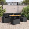 vidaXL 6-tlg. Garten-Sofagarnitur mit Kissen Schwarz Poly Rattan