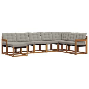 vidaXL Outdoor-Sofagarnitur mit Kissen 8 pcs Nat&uuml;rlich und Hellgrau