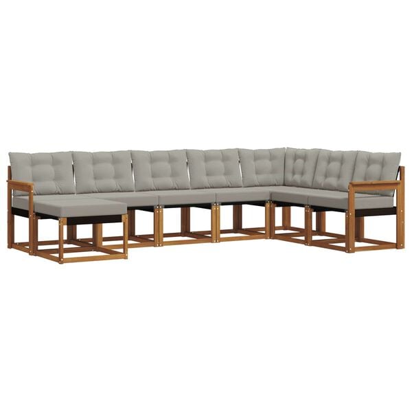 vidaXL Outdoor-Sofagarnitur mit Kissen 8 pcs Nat&uuml;rlich und Hellgrau