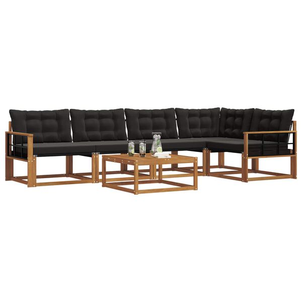 vidaXL Outdoor-Sofagarnitur mit Kissen 6 pcs Nat&uuml;rlich und Schwarz