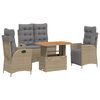 vidaXL 4-tlg. Garten-Essgruppe mit Kissen Beige Poly Rattan