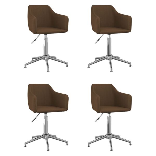 vidaXL Esszimmerst&uuml;hle 4 Stk. Drehbar Dunkelbraun Stoff