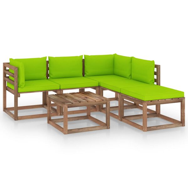 vidaXL 6-tlg. Garten-Lounge-Set aus Paletten mit Kissen Kiefernholz