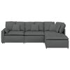 vidaXL Modulares Sofa mit Fußhocker Kissen Stoff Dunkelgrau