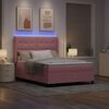 vidaXL Boxspringbett mit LED-Lichtleisten Rosa 140 x 190 cm Samt