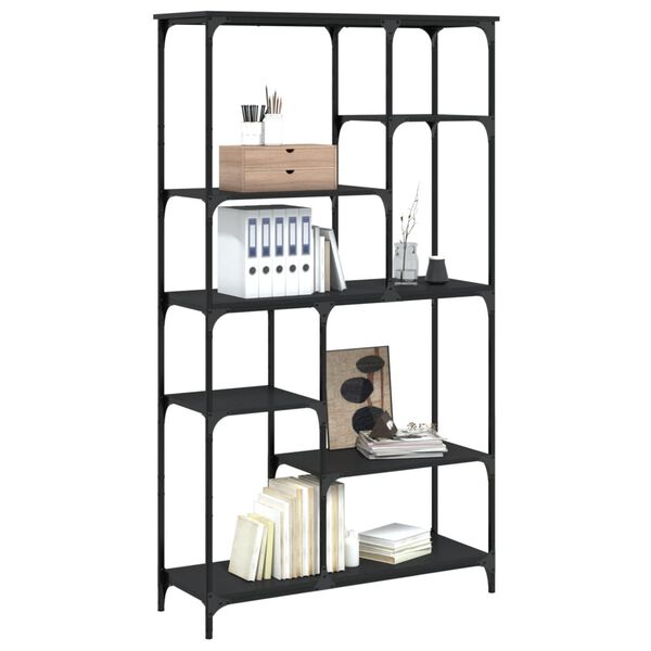 vidaXL B&uuml;cherregal Schwarz 99x35,5x176 cm Holzwerkstoff und Stahl