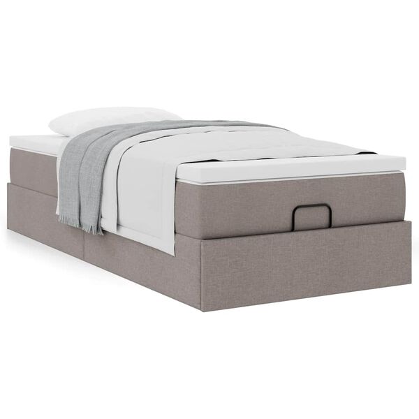 vidaXL Ottoman-Bett mit Matratze Taupe 100x200 cm Stoff