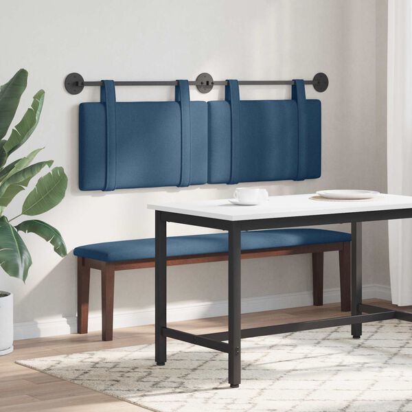 vidaXL H&auml;ngevorderseite Wandmontiert Uni Blau 150 x 55 x 5 cm Stoff