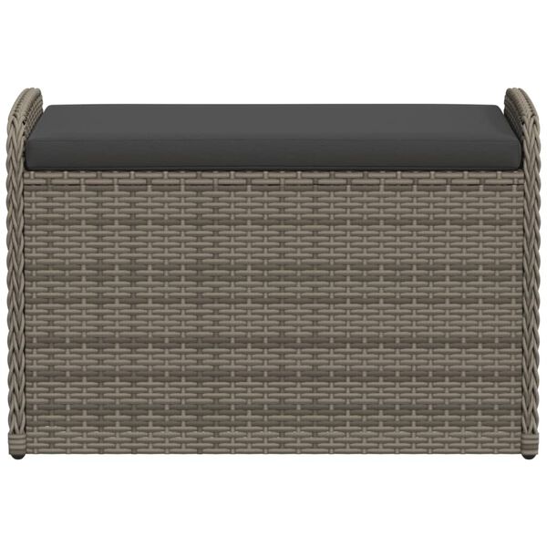 vidaXL Sitzbank mit Stauraum & Kissen Grau 80x51x52 cm Poly Rattan