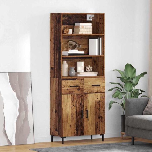 vidaXL Highboard Altholz 69,5 x 34 x 180 cm Holzwerkstoff