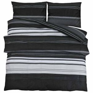 vidaXL Bettw&auml;sche-Set Schwarz Gestreift 200x200 cm Baumwolle