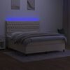 vidaXL Boxspringbett mit Matratze & LED Creme 160x200 cm Stoff