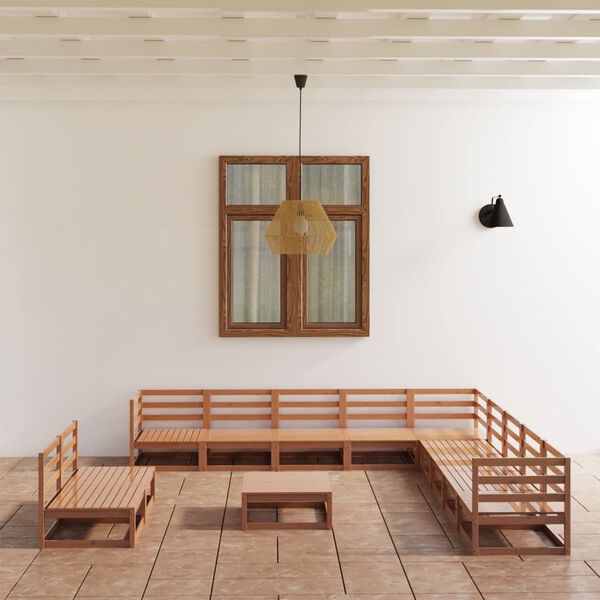 vidaXL 12-tlg. Garten-Lounge-Set Honigbraun Massivholz Kiefer