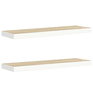 vidaXL Schweberegale 2 Stk. Eiche und Wei&szlig; 90x23,5x3,8 cm MDF
