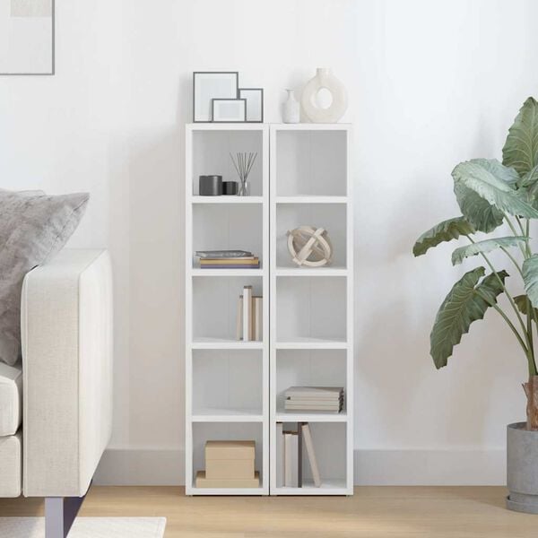 vidaXL CD-Regale 2 Stk. Wei&szlig; 21x16x93,5 cm Holzwerkstoff