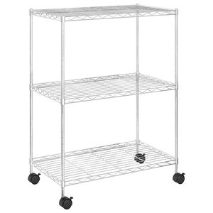 vidaXL Lagerregal mit 3 B&ouml;den und Rollen 60x35x81 cm Verchromt 150 kg