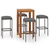 vidaXL 5-tlg. Gartenbar-Set mit Kissen Grau