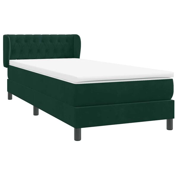 vidaXL Boxspringbett mit Matratze Dunkelgr&uuml;n 90x220 cm Samt