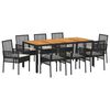 vidaXL Garten Essgruppe 9 pcs Schwarz Poly-Rattan