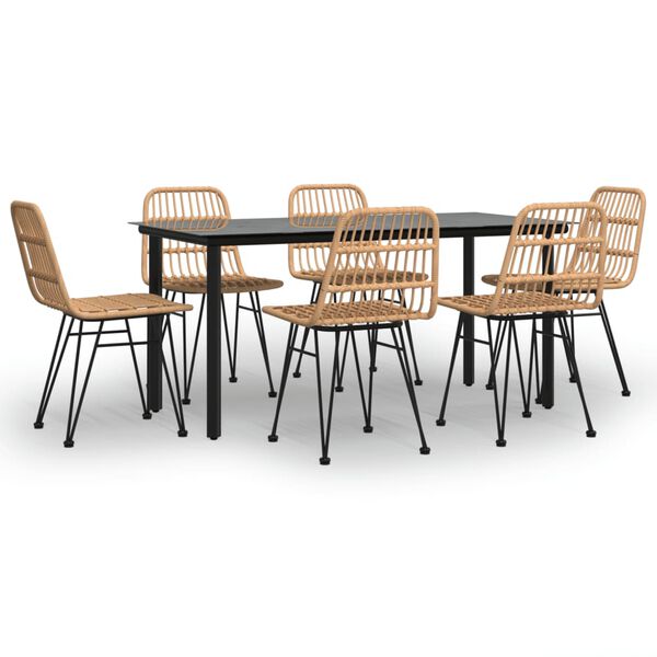 vidaXL 7-tlg. Garten-Essgruppe Poly Rattan