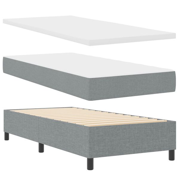 vidaXL Boxspringbett mit Matratze Hellgrau 80 x 200 cm Stoff