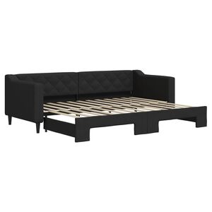 vidaXL Tagesbett Ausziehbar Schwarz 80x200 cm Stoff