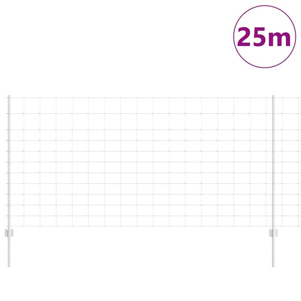 vidaXL Zaun mit Pfosten Silber 1,2 x 25 m Stahl