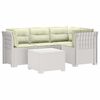 vidaXL 4-Sitzer Garten Sofa mit Kissen Rattan Look PP Wei&szlig;