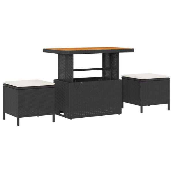 vidaXL Garten-Sofa-Set mit Kissen mit Kissen 13 pcs Schwarz und Creme