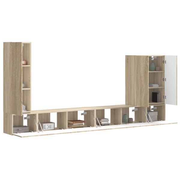 vidaXL TV-Wandregal-Set Wandmontiert 6 pcs Sonoma-Eiche