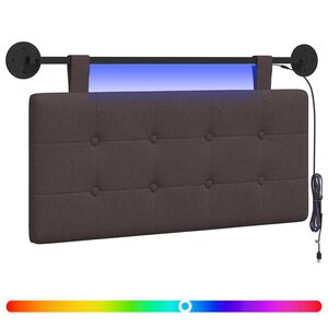 vidaXL H&auml;ngendes Kopfteil Mit LED Licht Dunkelbraun Stoff
