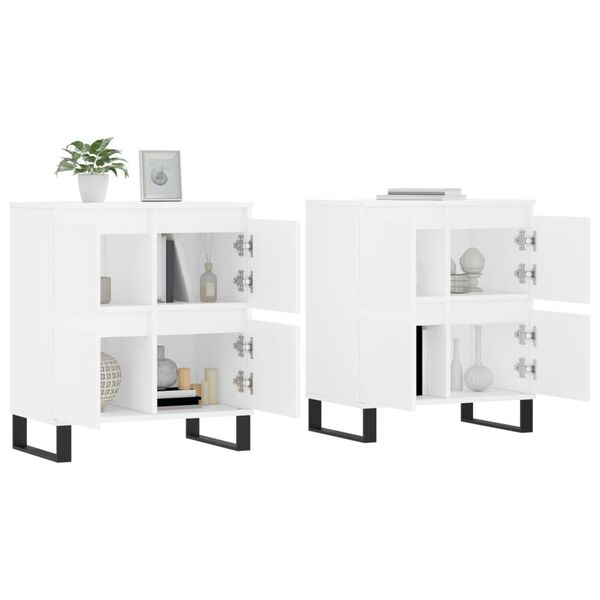 vidaXL Sideboards 2 Stk. Wei&szlig; Holzwerkstoff