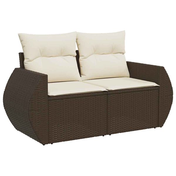 vidaXL 6-tlg. Garten-Sofagarnitur mit Kissen Braun Poly Rattan