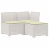 vidaXL 3-Sitzer Garten Sofa mit Kissen Rattan-Look 3-Sitzer PP Wei&szlig;