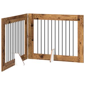 vidaXL Klappbares Hundetor mit St&auml;ndern 2 stk. Altholz 200,5 cm