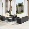 vidaXL Gartensofa-set mit Kissen 9 pcs Schwarz und Creme Poly Rattan