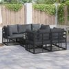 vidaXL Garten-Sofa-Set mit Kissen 6 pcs Schwarz Aluminium