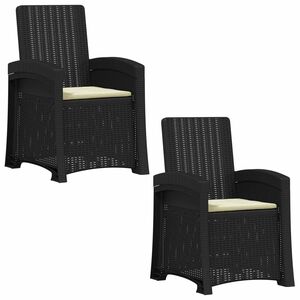 vidaXL Liegesessel Garten Rattan-Optik 2 stk. Anthrazit und Creme PP