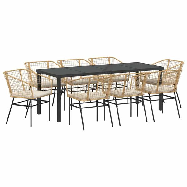 vidaXL Garten Essgruppe 9 pcs Braun Poly-Rattan