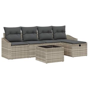 vidaXL Sofa Set mit Kissen mit Speicher Hellgrau Poly-Rattan