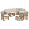 vidaXL Outdoor-Sofagarnitur 8 pcs Nat&uuml;rlich und Cremwei&szlig; Polyester