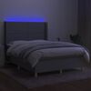 vidaXL Boxspringbett mit Matratze & LED Hellgrau 140x190 cm Stoff