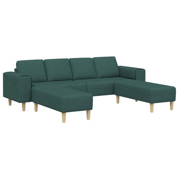 vidaXL Wohnzimmer Couch 3 pcs Dunkelgr&uuml;n Polyester
