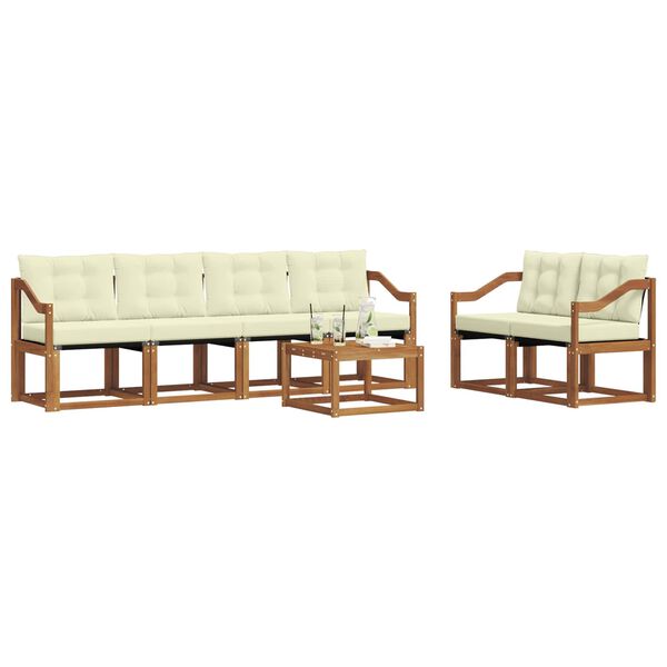 vidaXL Outdoor-Sofagarnitur mit Kissen 7 pcs Natur und Creme