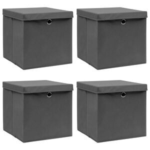vidaXL Aufbewahrungsboxen mit Deckeln 4 Stk. Grau 32x32x32 cm Stoff