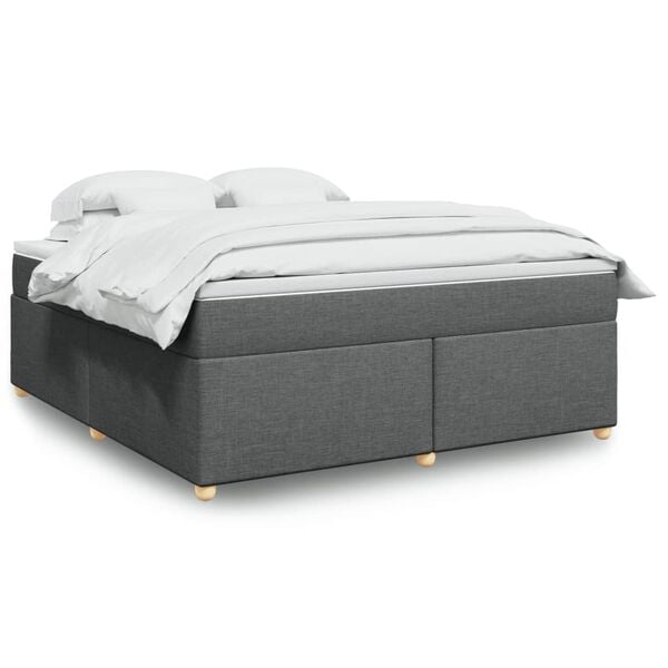 vidaXL Boxspringbett mit Matratze Dunkelgrau 180x200 cm Stoff