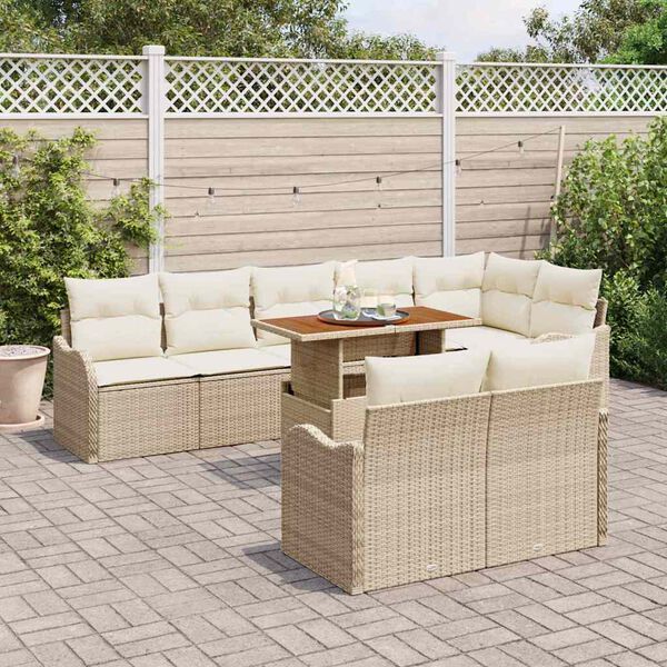 vidaXL Garten-Sofa-Set mit Kissen 9 pcs Beige und Creme