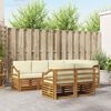 vidaXL Ecksofa Set mit Kissen 7 pcs Natur und Creme Massivholz Akazie